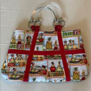 Colorful Women's Tote Bag with Lucite Handles